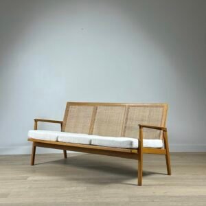 Rattan 1960’s Oak Bouclée Sofa