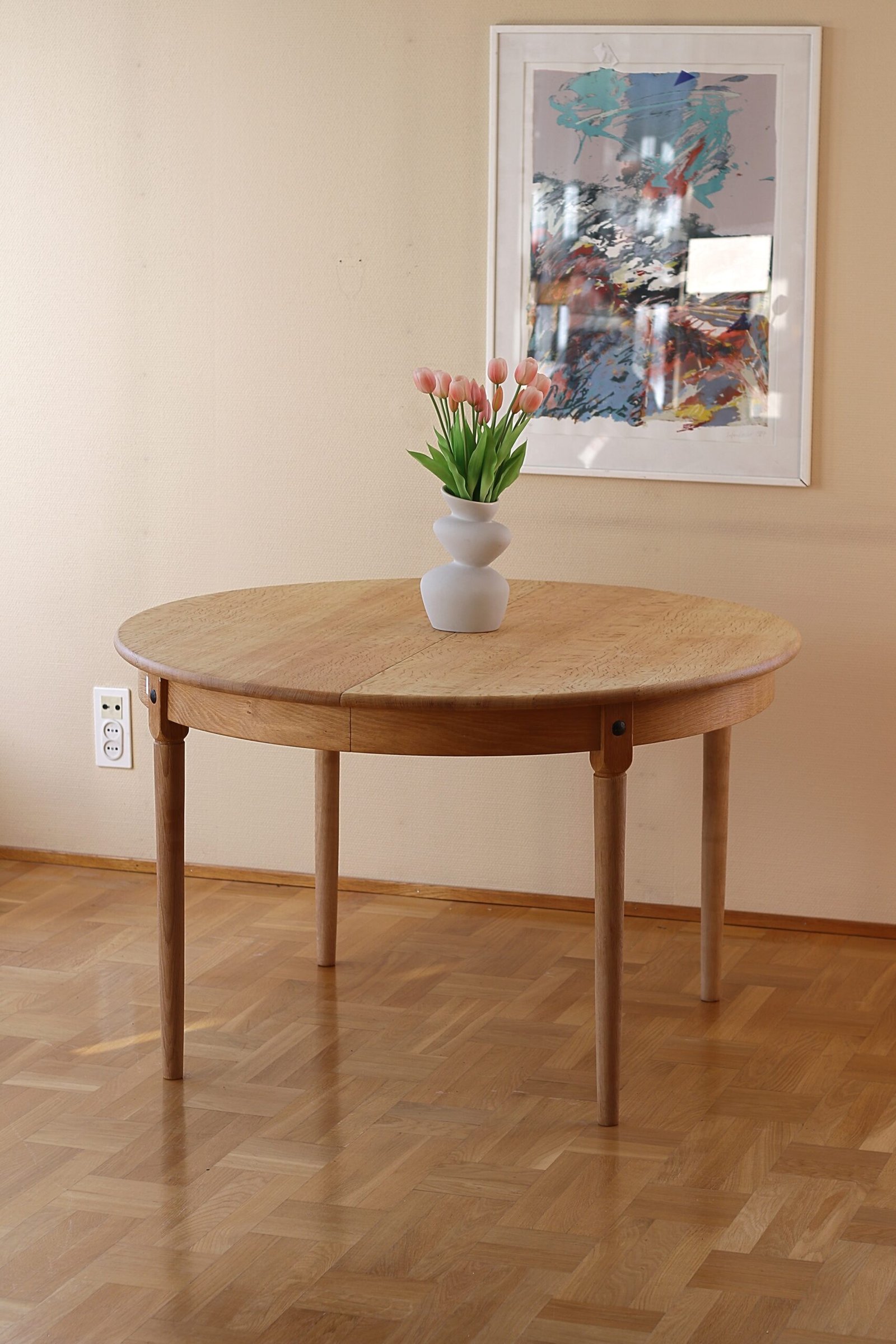Danish Round White Oak Table - Image 7